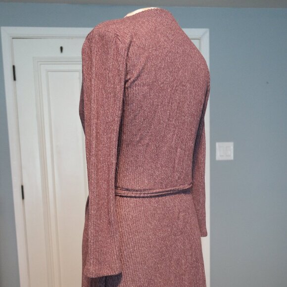 DON’T ASK WHY Mauve Pink Ribbed Wrap Dress Size OS - Picture 4 of 12